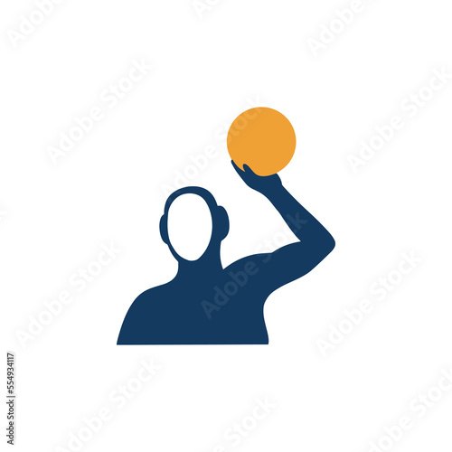 Water polo player. Hand drawn icon on white background