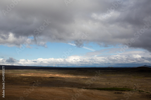 A view of the steaming mud pots geothermal area near Lake Myvatn.; Iceland photo