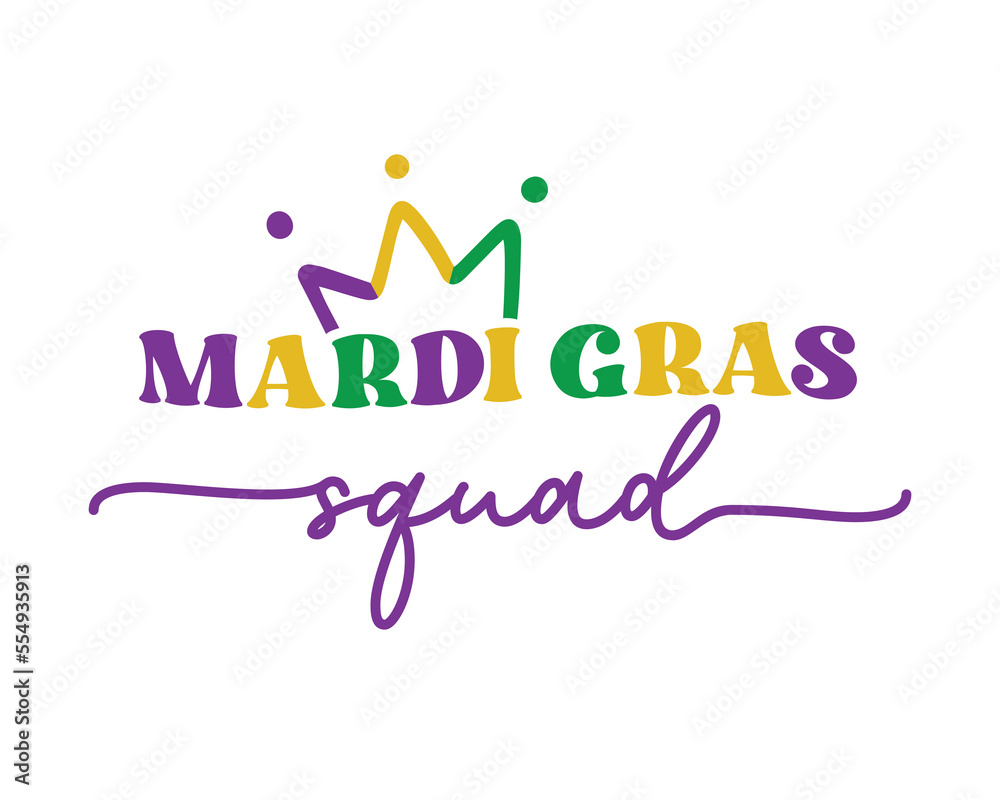 Mardi Gras Squad quote retro groovy typography sublimation on white background Mardi Gras Squad quote retro groovy typography sublimation on white background
