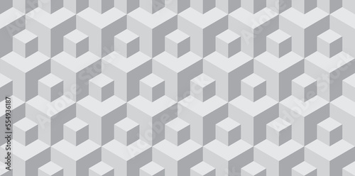 Abstract 3D geometric hexagon seamless pattern wallpaper. Grey color background.