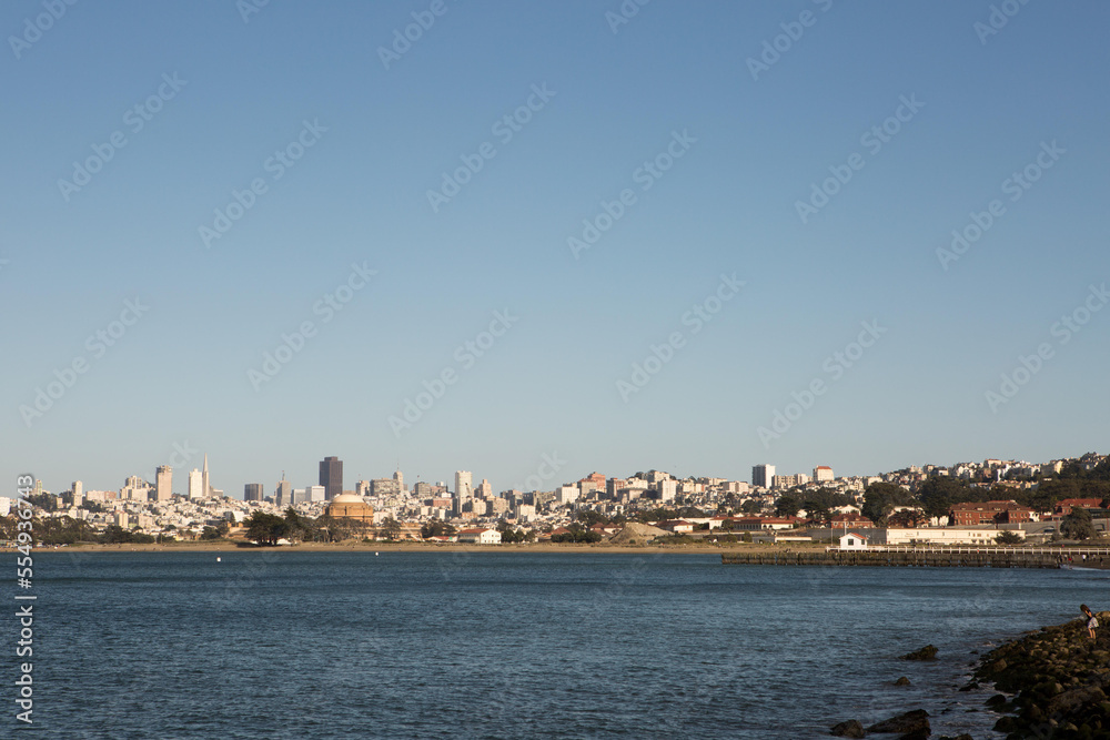 A view of downtown San Francisco from Torpedo Wharf.; Torpedo Wharf, San Francisco Bay, San Francisco, California A view of downtown San Francisco from Torpedo Wharf.; Torpedo Wharf, San Francisco Bay, San Francisco, California