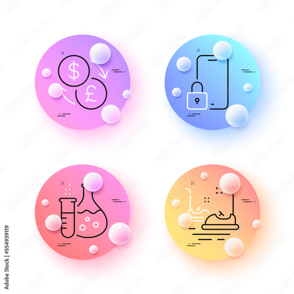 Lock, Bumper cars and Currency exchange minimal line icons. 3d spheres or balls buttons. Chemistry flask icons. For web, application, printing. Phone protection, Carousels, Money transfer. Vector Lock, Bumper cars and Currency exchange minimal line icons. 3d spheres or balls buttons. Chemistry flask icons. For web, application, printing. Phone protection, Carousels, Money transfer. Vector