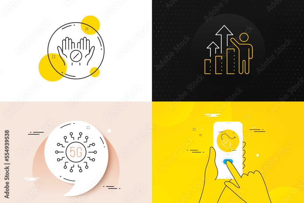 Minimal set of Medical tablet, 5g technology and Employee results line icons. Phone screen, Quote banners. Computer mouse icons. For web development. Vector Minimal set of Medical tablet, 5g technology and Employee results line icons. Phone screen, Quote banners. Computer mouse icons. For web development. Vector
