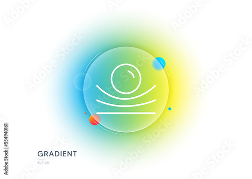 Elastic material line icon. Gradient blur button with glassmorphism. Resilience or flexibility sign. Flexible pressure symbol. Transparent glass design. Elastic material line icon. Vector