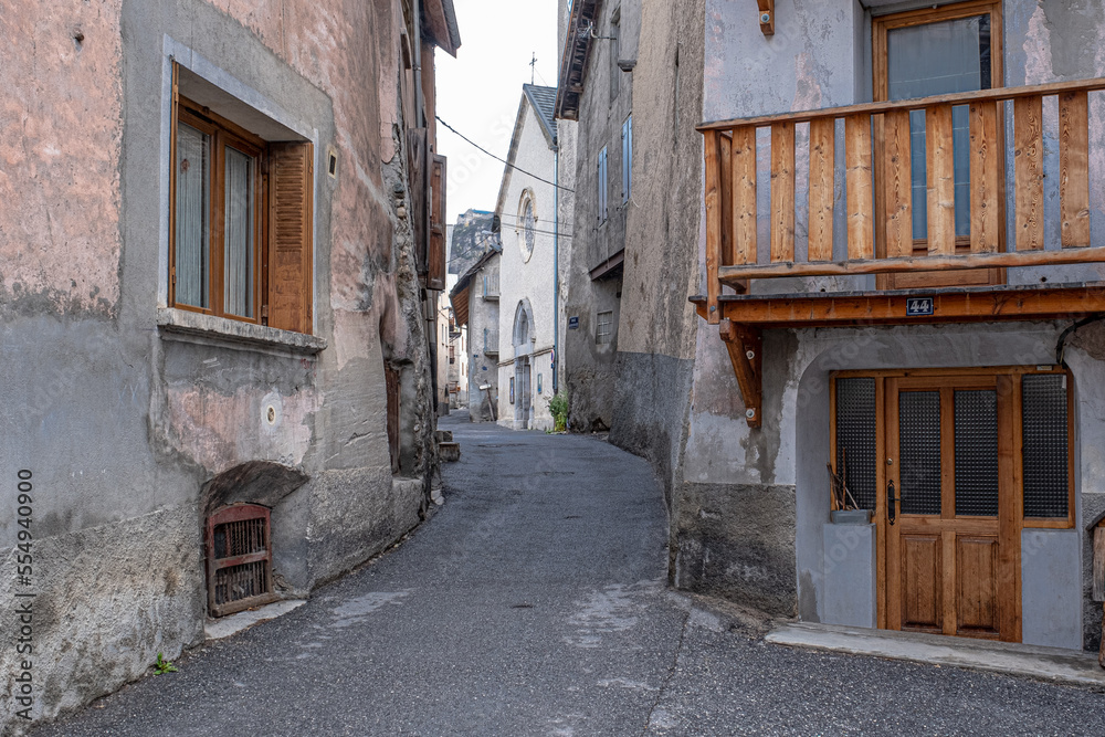 Street view in old part of the city of Briancon, France
