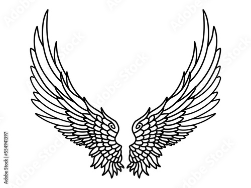 Free vector angel wings line art style