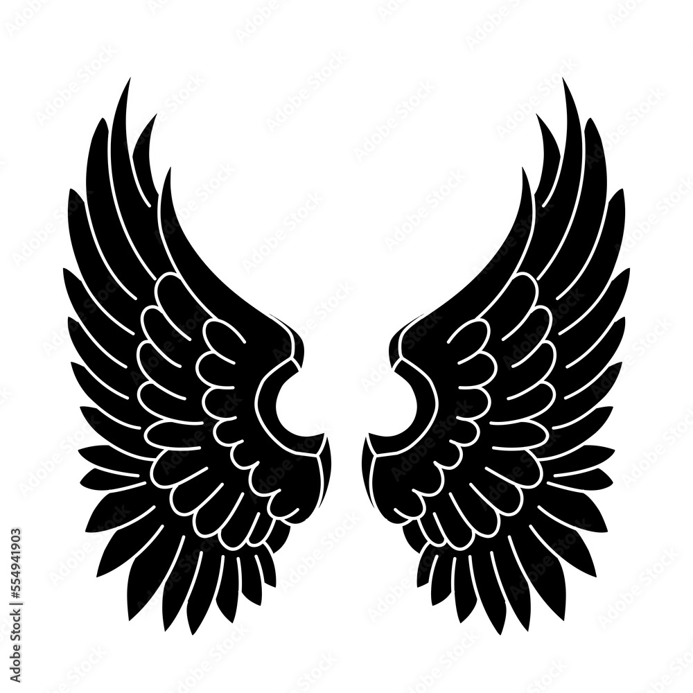 Obraz premium vector angel wings tribal tattoo