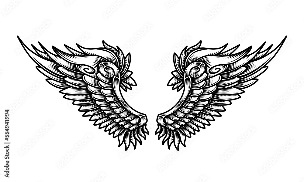 Obraz premium vector angel wings tribal tattoo