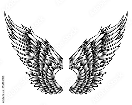 vector angel wings tribal tattoo