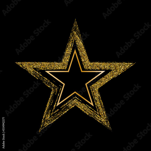 Star shaped gold dust on black background, gold glitter design