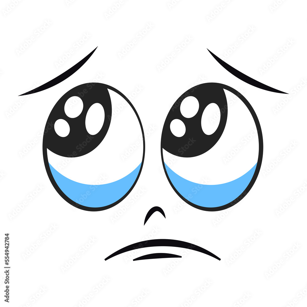 Cartoon sad, crying face. Crying expression vector illustration.
Cartoon sad, crying face. Crying expression vector illustration.