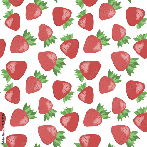 Fototapeta Naklejka Na Ścianę i Meble -  seamless pattern with strawberries on white background