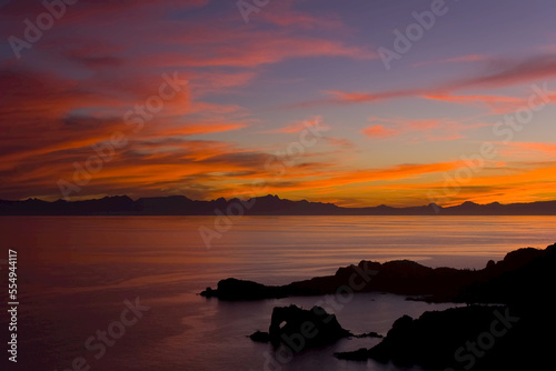 Sunset over the Baja Peninsula, seen from Catalina Island. photo