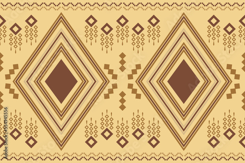 Ethnic fabric pattern geometric style. Sarong Aztec Ethnic oriental pattern traditional brown cream background. Abstract,vector,illustration. use for texture,clothing,wrapping,decoration,carpet.
