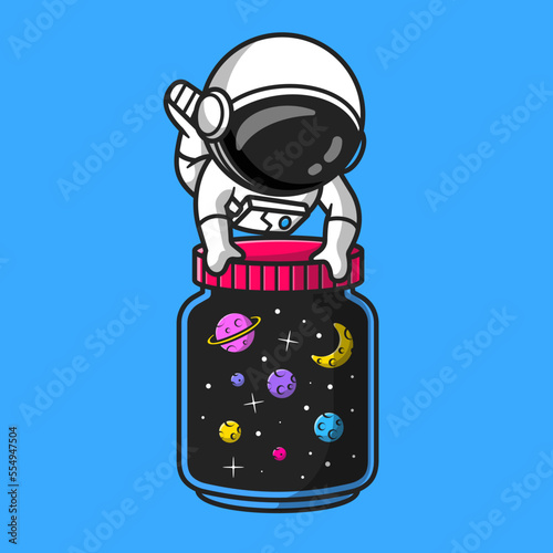 Cute Astronaut with Jar of Galaxy Space Cartoon Vector Icon
Illustration. Technology Space Icon Concept Isolated Premium
Vector. Flat Cartoon Style
