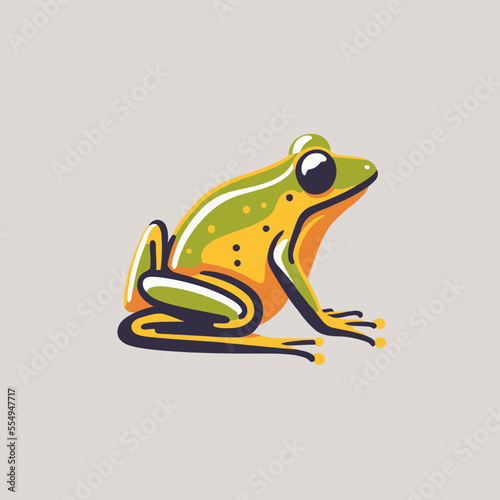 green frog character logo mascot design in cartoon for business branding