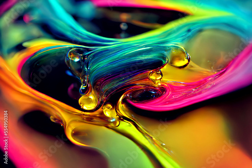Neon Colors Fluorescent Liquid Splash. Vibrant Background