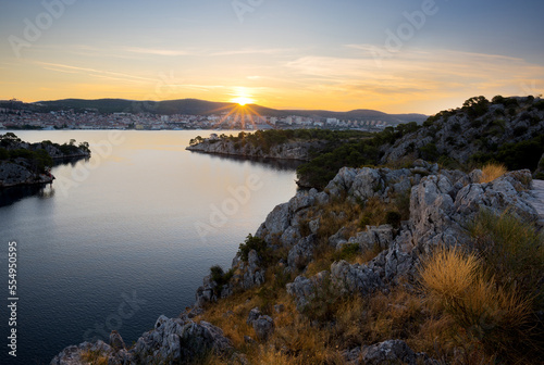 Fototapeta Naklejka Na Ścianę i Meble -   sunrise over Sibenik bay in Croatia