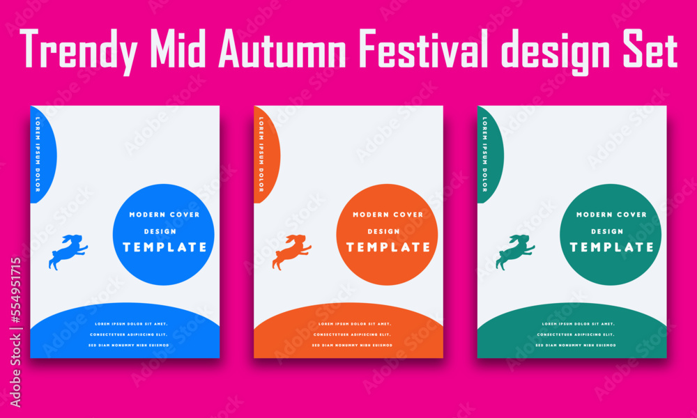 Trendy Mid Autumn Festival design Set of backgrounds, greeting cards, posters Trendy Mid Autumn Festival design Set of backgrounds, greeting cards, posters