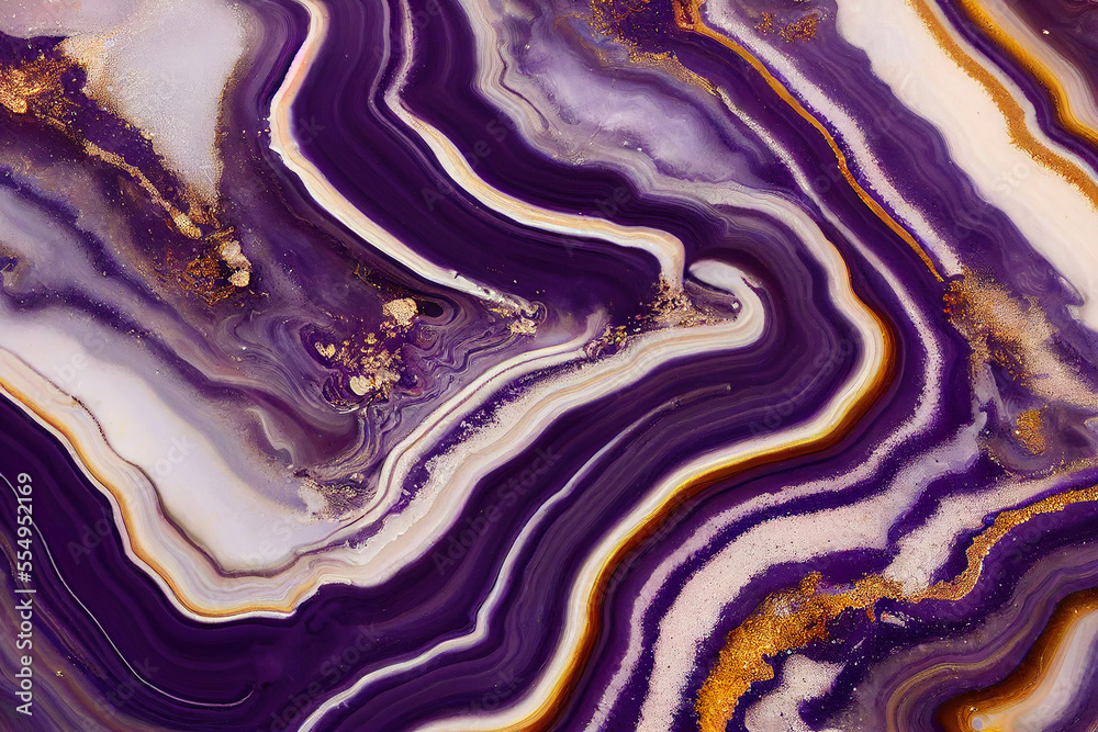 Obraz premium Marble in violet and purple colors . Painting was painted on high quality paper texture to create smooth marble background pattern of ombre alcohol ink .