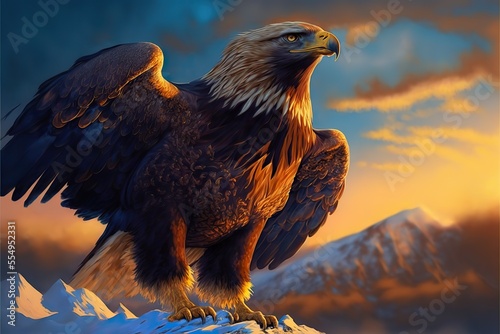 Eagle in the sunset. Fantasy. Generative ai. 