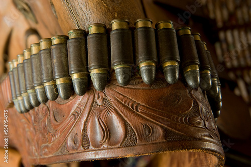 Vintage holster and bullets; Tulsa, Oklahoma, United States of America photo