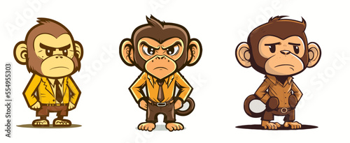 Canvas Print monkey chimpanzee cartoon character logo mascot design for business branding