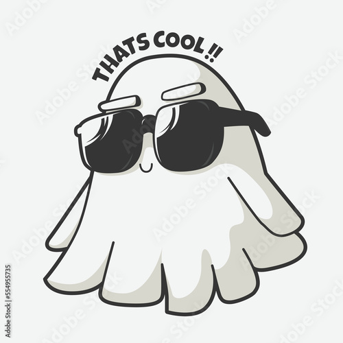 cute ghost act cool wearing glasses art illustration