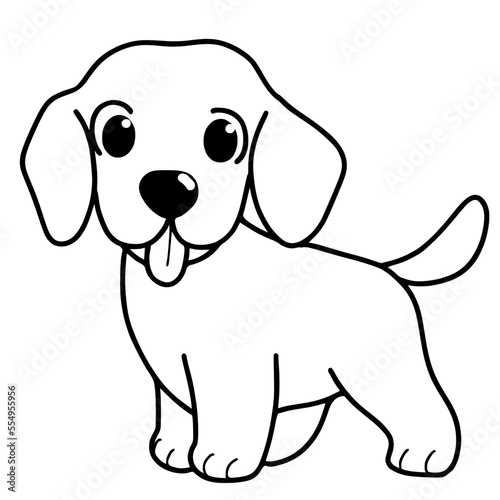 Coloring page outline of cartoon smiling cute dog. Vector illustration isolated on white background.