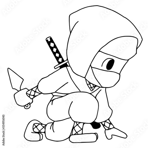 Ninja cartoon coloring pages vector illustration isolated on white background.