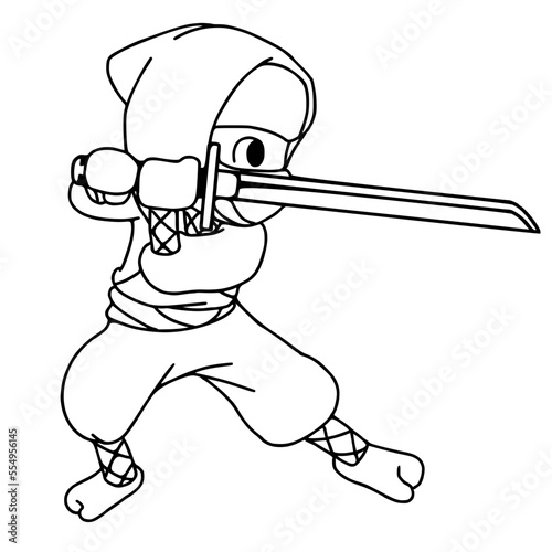 Ninja cartoon coloring pages vector illustration isolated on white background.