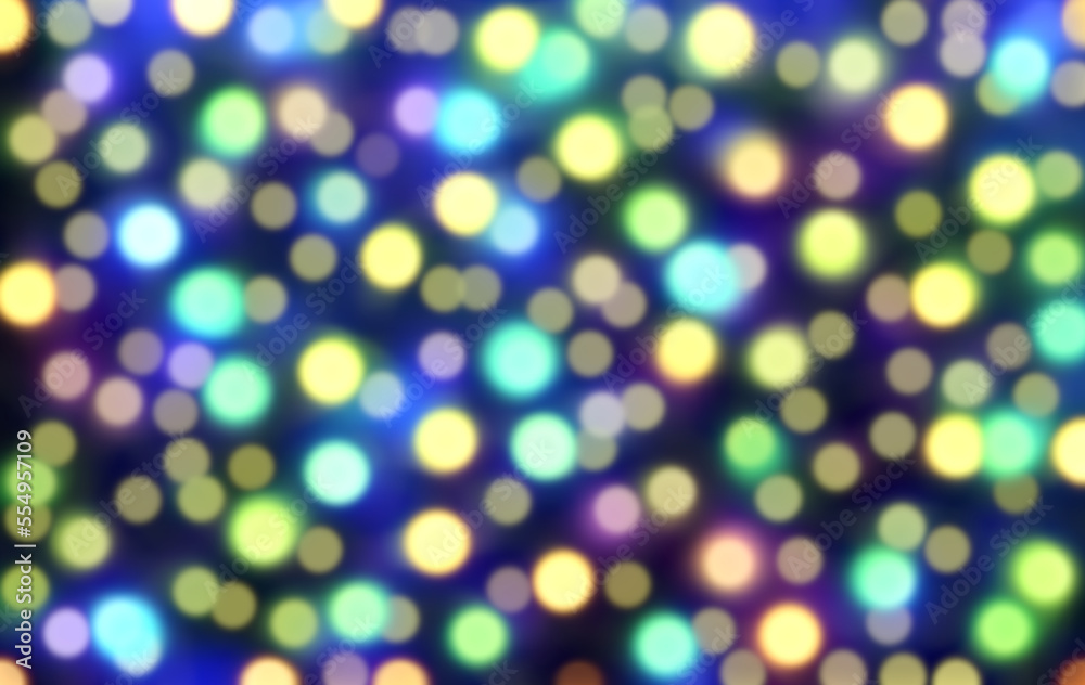 Blurry Christmas lights out of focus background - digital illustration