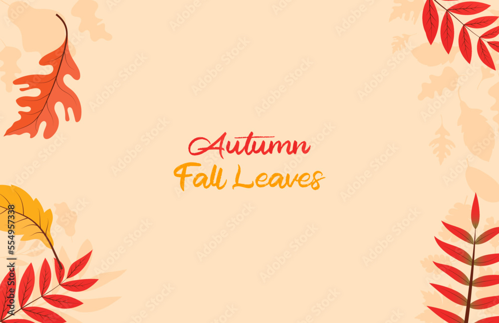 Obraz premium Colorful Autumn fall leaves floral background illustration with maple leaf