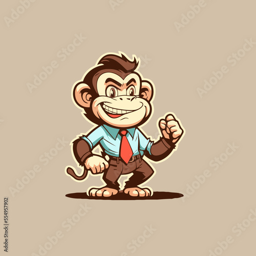 monkey chimpanzee cartoon character logo mascot design for business branding