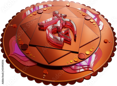 A 3D illustration of the 1st, the red, root chakra (Muladhara) with transparency. photo