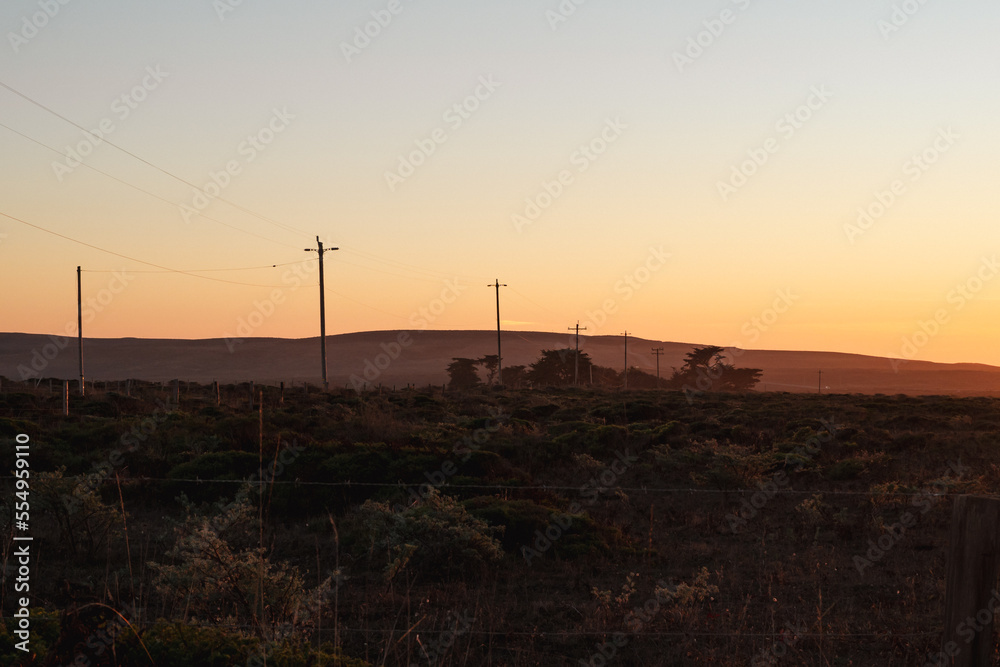 Obraz premium Power lines and fields in Point Reyes National Seashore