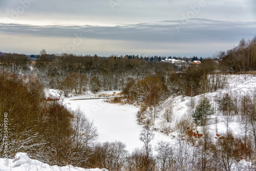 Snow-covered December forest in the Leningrad region.