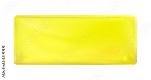 Yellow rectangular painted plate isolated. Label, template. Png.