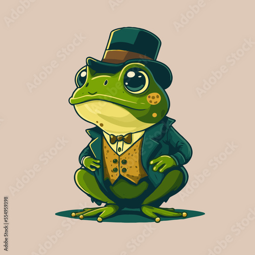 green frog character logo mascot design in cartoon for business branding