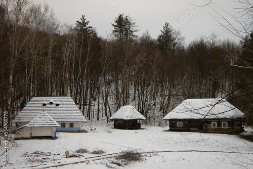 wooden houses in Kyiv Ukraine photo