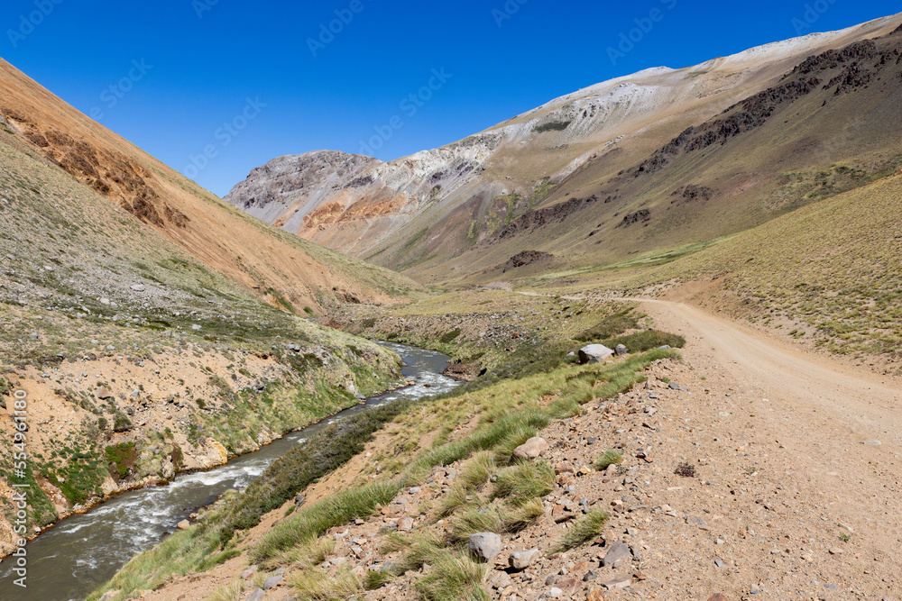Landscape at Paso Vergara - crossing the border from Chile to Argentina while traveling South America Landscape at Paso Vergara - crossing the border from Chile to Argentina while traveling South America