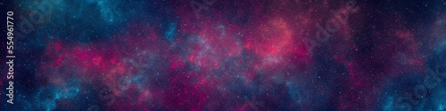 Fototapeta Naklejka Na Ścianę i Meble -  Nebula and stars in night sky web banner. Space background.