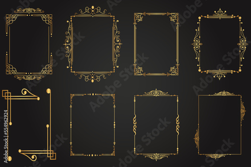 Vintage calligraphic frames. Retro elegant ornamental borders and filigree floral ornaments for certificate templates, wedding frames, invitation card, menu, picture borders, or deco dividers. Vector