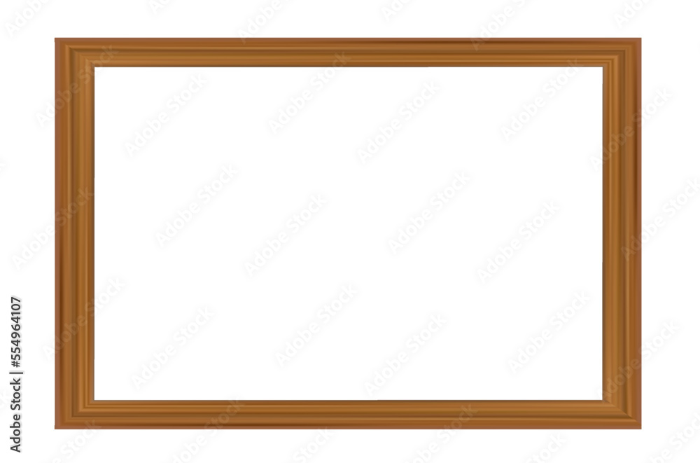 Wooden frame on a white background. Background with copy space. Vector image Wooden frame on a white background. Background with copy space. Vector image