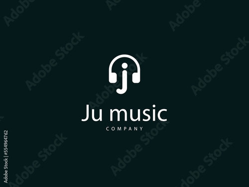 J letter logo design, J type logo with music concept, unique letter J logo template