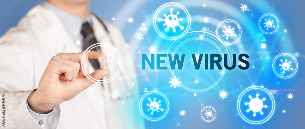 Doctor giving pill, virus concept Doctor giving pill, virus concept