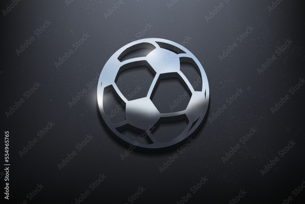 Ball 3D Logo Design, Shiny Mockup Logo with Textured Wall. Realistic Vector