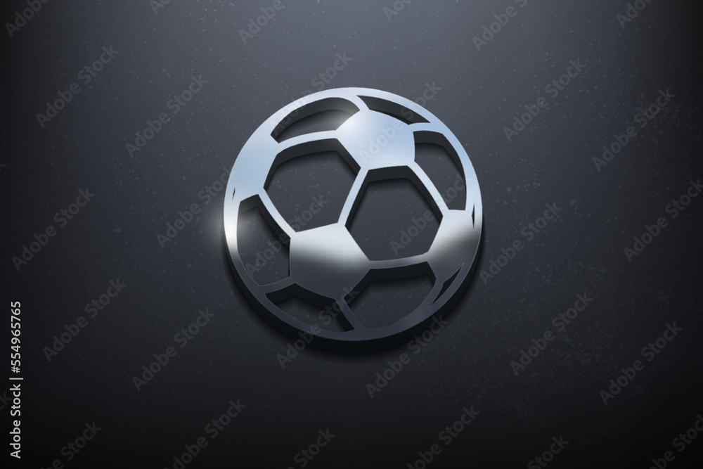 Naklejka premium Ball 3D Logo Design, Shiny Mockup Logo with Textured Wall. Realistic Vector
