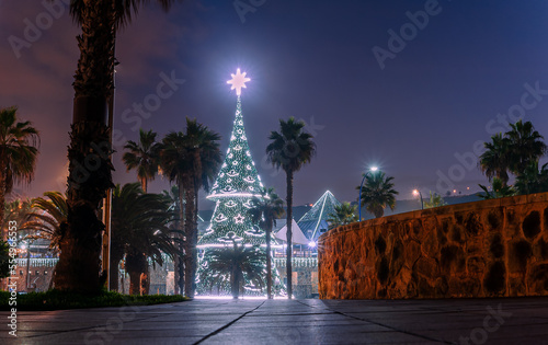 Christmas tree decoration outdoors in Las Palmas de Gran Canaria island, Spain