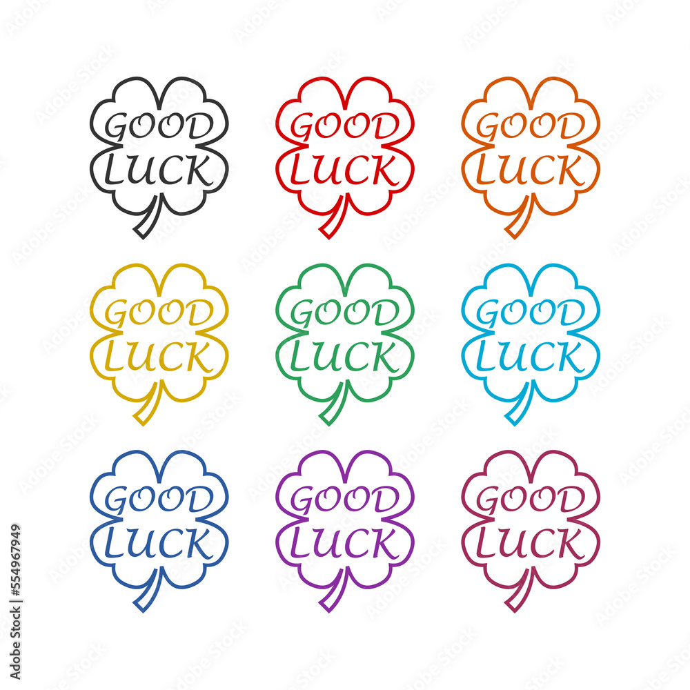 Shamrock icons, Four leaf clover icon isolated on white background. Set icons colorful Shamrock icons, Four leaf clover icon isolated on white background. Set icons colorful
